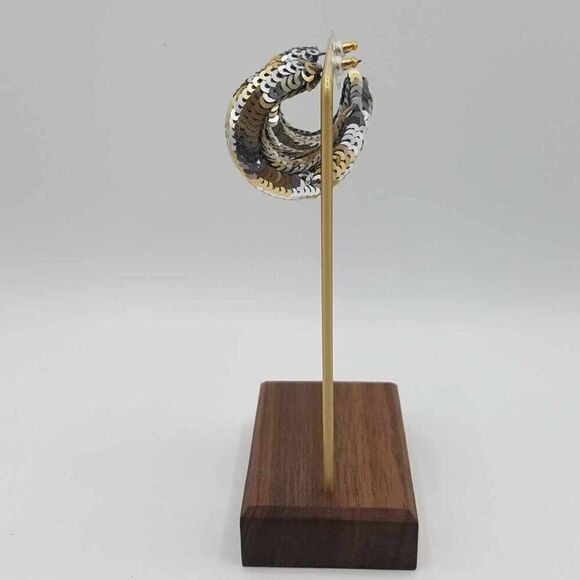 NWT J Crew Chunky Silver Sequin Hoop Earrings. - Picture 6 of 9